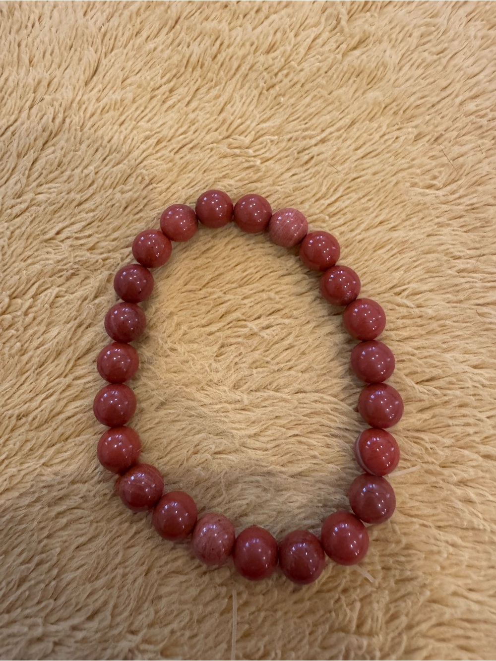 Polished Jasper Stone Red Beaded Stretch Bracelet
